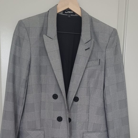 Oversized Double Breasted Express Plaid Blazer - Picture 1 of 4